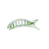 TELETIES By the Sea Shore Medium Flat Round Hair Clip in green with a marbled pattern. Designed for comfortable wear.
