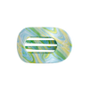 TELETIES By the Sea Shore medium flat round hair clip in green, blue, and yellow marbled design.
