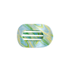 TELETIES By the Sea Shore small flat round hair clip in green, blue, and yellow marbled pattern.
