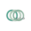 TELETIES By the Sea Shore small green spiral hair ties, sold in packs of three. Gentle on hair, waterproof, and doubles as a bracelet.
