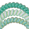 TELETIES By the Sea Shore small hair ties in green and white with a subtle pattern. Pack of 3.
