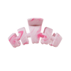TELETIES Classic Pinch Me! Medium Claw Clip in pink with white marbling. Features bendable teeth for a secure hold.
