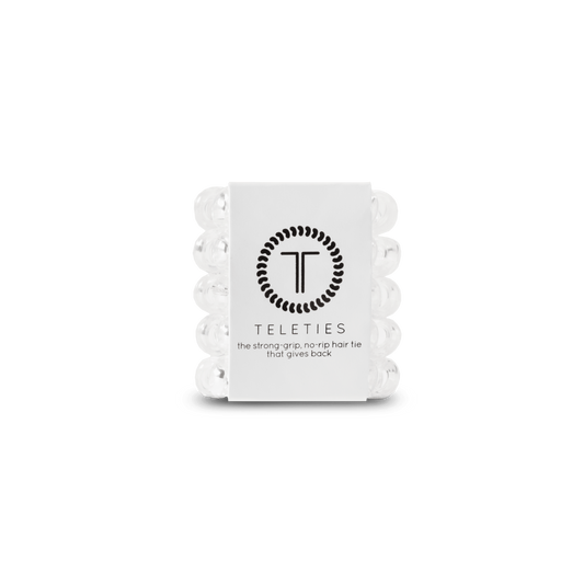 Crystal Clear Tiny Hair Ties in White - Tiny