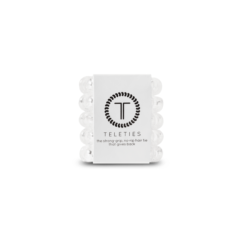TELETIES crystal clear tiny hair coils, perfect for braids, thin hair, and kids. Strong, damage-free grip. Waterproof and durable without creases and tangling.
