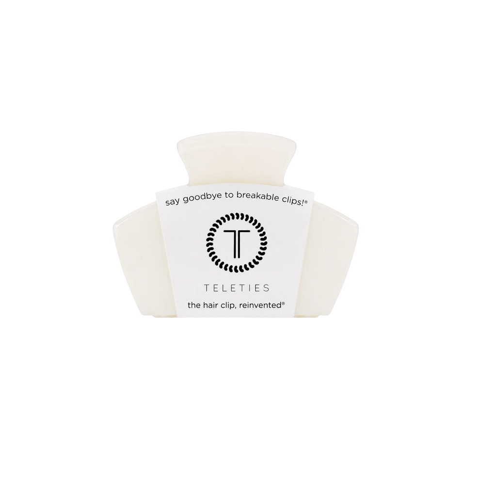 TELETIES Classic Coconut White petite hair claw clip with a strong, no-slip hold for effortless styling.
