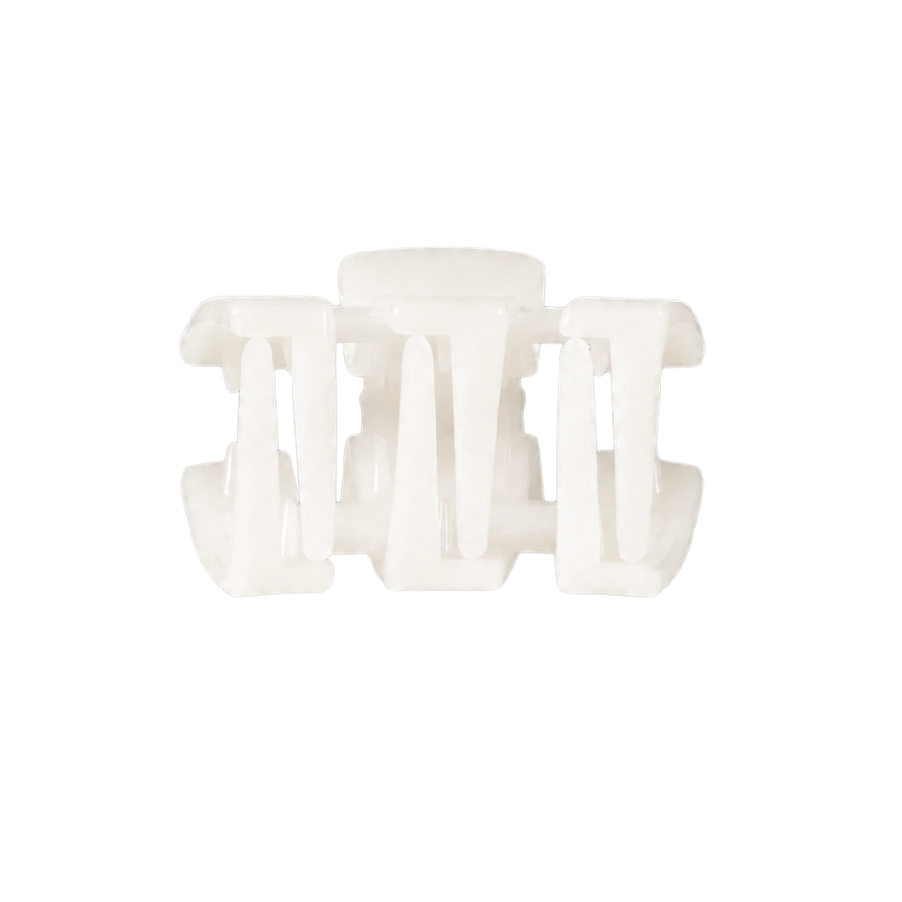 TELETIES Classic Coconut White petite hair claw clip in a durable, no-slip design for half-up hairstyles.
