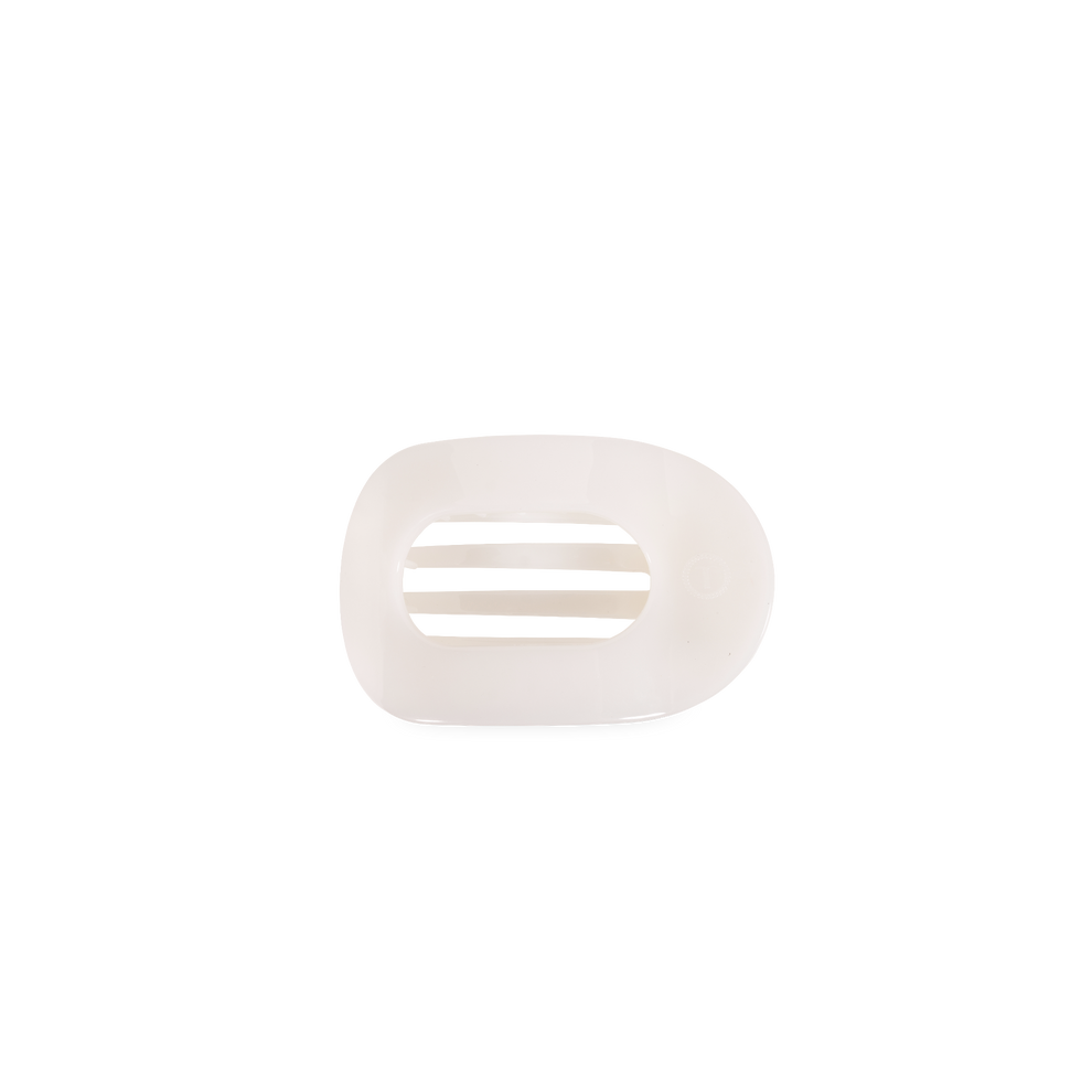 TELETIES Coconut White Tiny Flat Round Clip with horizontal slots
