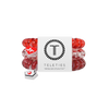 TELETIES Heart and Hustle large hair ties in red with medical-themed charms on a branded display card.
