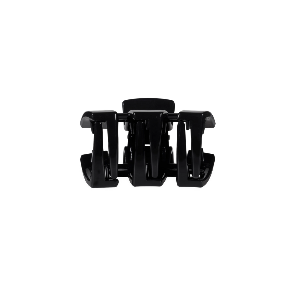 TELETIES Classic Jet Black Petite claw clip with a strong, no-slip hold for half-up hairstyles.
