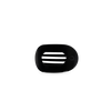 TELETIES jet black tiny flat round clip with horizontal slats and embossed logo
