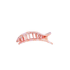 TELETIES Just Keep Swimming small flat round hair clip in pink and orange marbled pattern. Bendable teeth.
