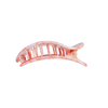 TELETIES Just Keep Swimming medium flat round hair clip in pink and orange marbled pattern. Bendable teeth.
