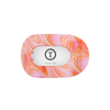 TELETIES Just Keep Swimming medium flat round hair clip in pink and orange marble pattern. Bendable teeth for secure hold.
