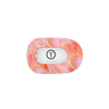 TELETIES Just Keep Swimming small flat round hair clip in pink and orange marble pattern. Bendable teeth for a secure hold.
