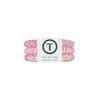 TELETIES Just Keep Swimming small hair ties in pink and white, sold in a pack of three. Spiral design for a strong grip without damage.
