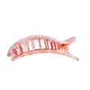 TELETIES Just Keep Swimming large flat round hair clip in pink and orange marble pattern. Designed for comfort when lying down.
