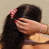 TELETIES Classic Just Keep Swimming small claw clip in pink and orange swirl pattern. summer hair accessory
