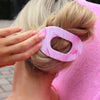 TELETIES Pinch Me! Large Flat Round Hair Clip in pink marble pattern. Designed for comfortable wear.

