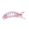 TELETIES Pinch Me! Large Flat Round Hair Clip in pink marble. Designed for comfortable laying flat.
