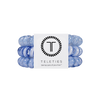 TELETIES blue large spiral hair ties, sold in packs of three. Gentle on hair, waterproof, and doubles as a bracelet.
