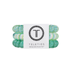 TELETIES By the Sea Shore large green spiral hair ties, sold in packs of three. Gentle on hair, waterproof.
