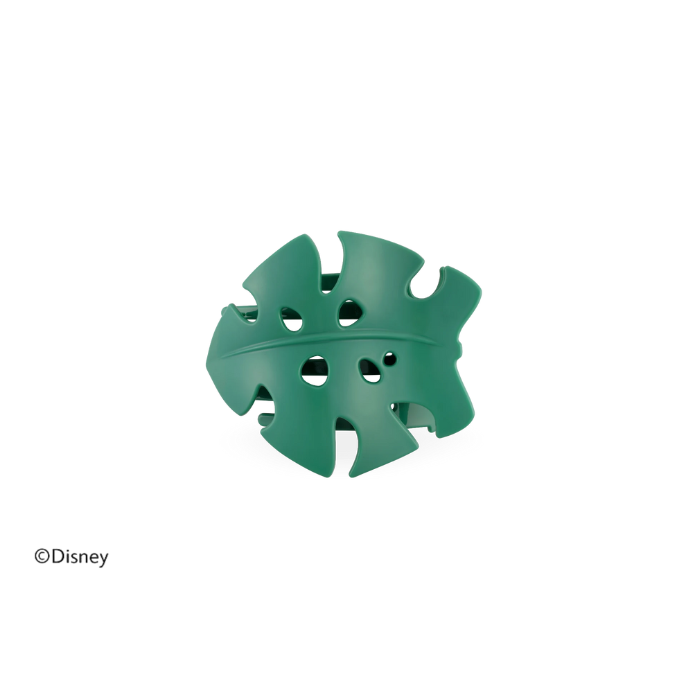 TELETIES Disney Moana leaf-shaped small flat hair clip in green with bendable teeth for a secure, comfortable hold.
