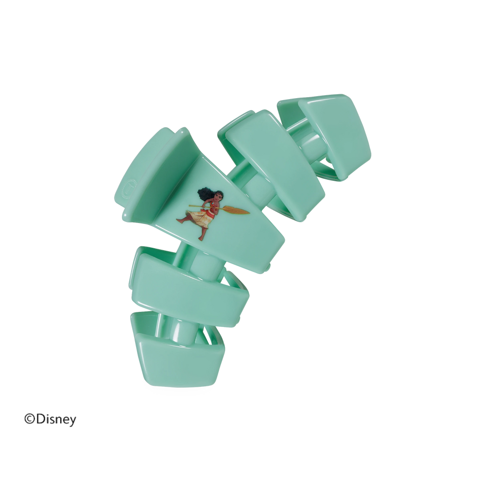TELETIES medium claw hair clip in mint green with a Moana character graphic for secure, damage-free styling.

