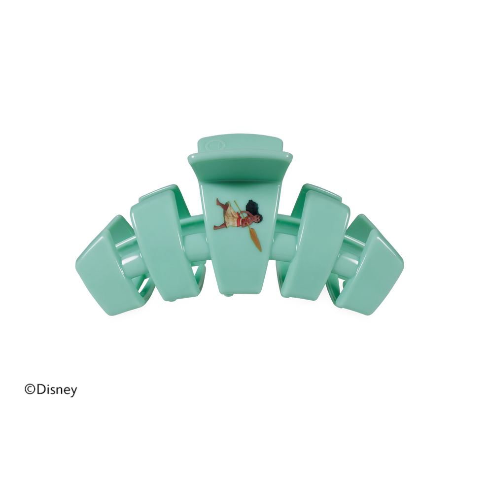 TELETIES small mint green claw clip featuring a Moana character design for fine hair and kids styling
