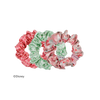 TELETIES Disney Moana large silk scrunchies in pink and green with non-slip coil technology, set of three.
