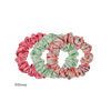 TELETIES Moana small silk scrunchies in pink and green floral patterns with non-slip inner coil technology
