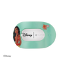 TELETIES Moana medium flat round hair clip in teal with Moana character graphic and floral accents.
