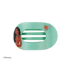 TELETIES Moana medium flat round hair clip in mint green with Disney Princess graphic and floral accents
