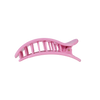 TELETIES medium flat round hair clip in soft pink with a comfortable flat back profile and flexible teeth

