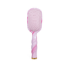 TELETIES pink tie-dye detangler hair brush for medium hair with gentle glide bristles and ergonomic coil handle.
