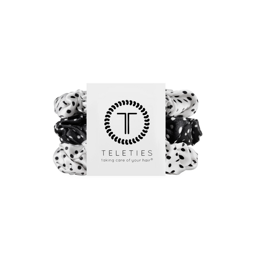 Polka Dot Party Large Silk Scrunchies
                in Black White - Large
              