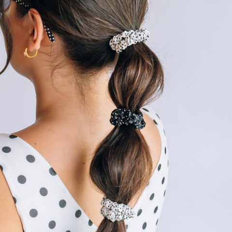 Polka Dot Party Small Silk Scrunchies