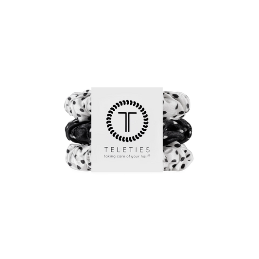 Polka Dot Party Small Silk Scrunchies
                in Black White - Small
              