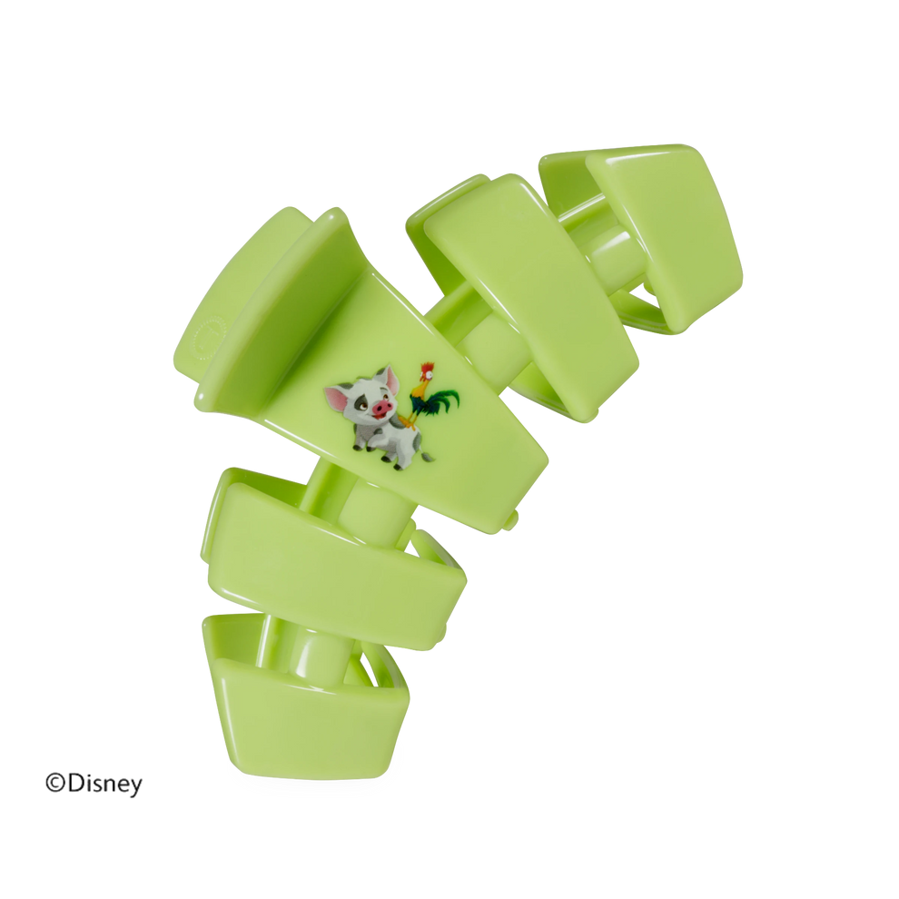 TELETIES large lime green hair claw clip featuring a Disney Pua and Heihei graphic for thick hair
