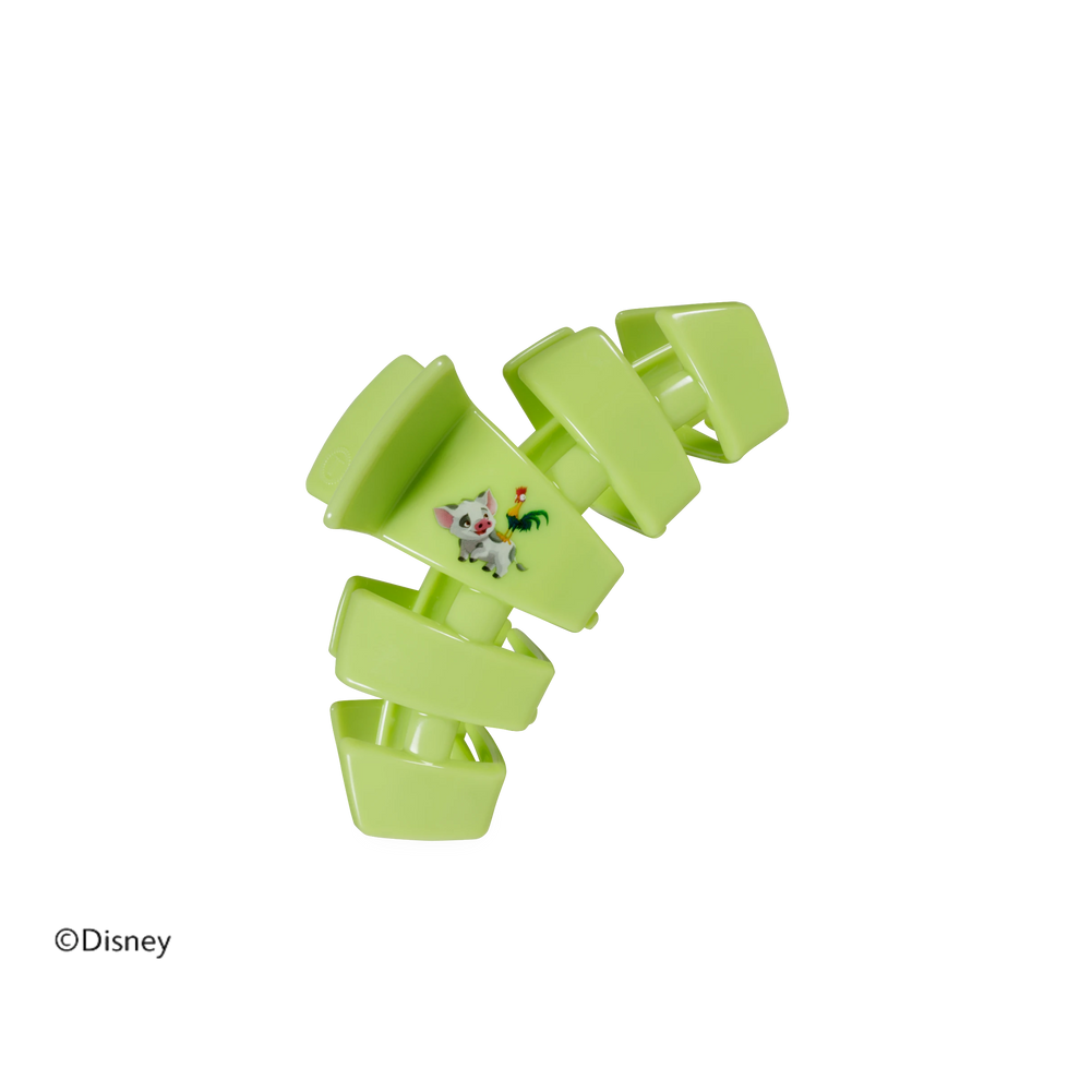 TELETIES small lime green hair claw clip featuring a Disney Pua and Heihei character design for fine hair
