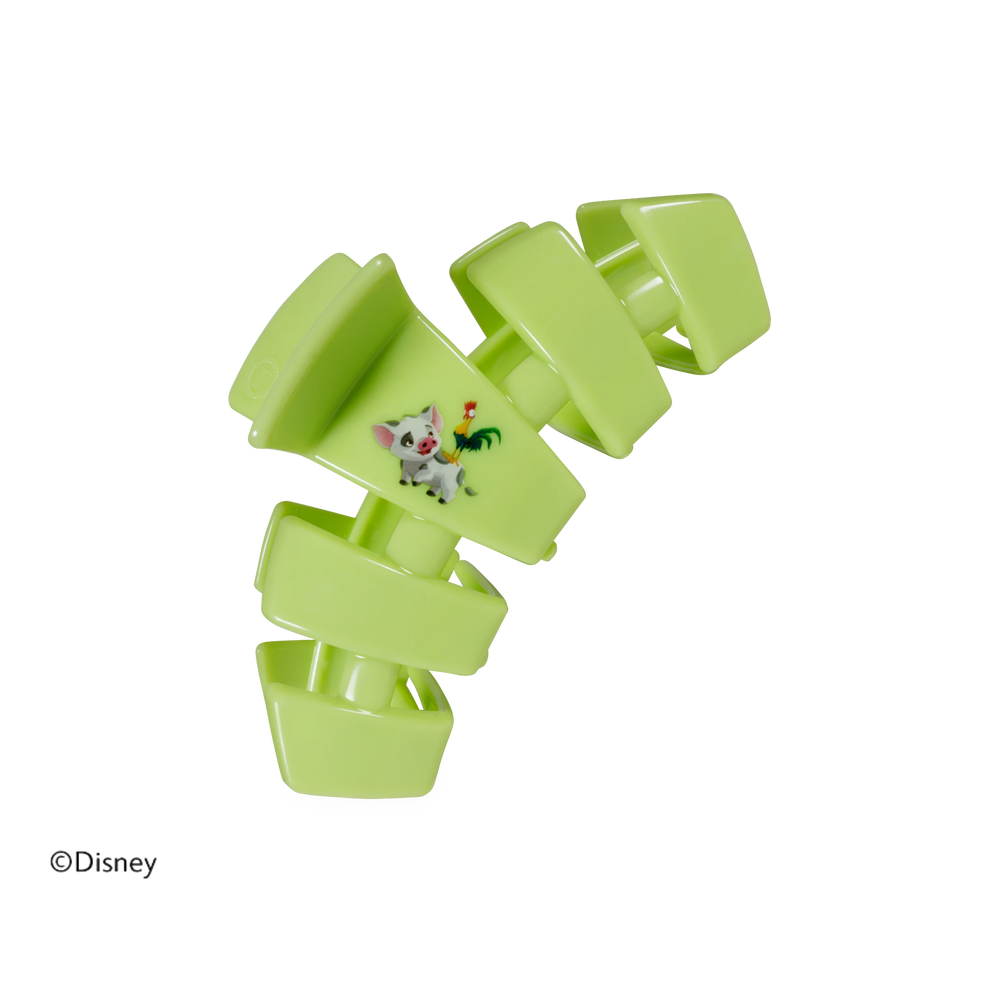 TELETIES medium claw clip in lime green featuring a Disney Pua and Heihei character design for secure hair styling.
