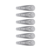 TELETIES 6-count silver snap clips with seamless tips for a no-snag feel. Ideal for all hair types.
