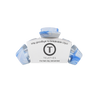 TELETIES blue and white marbled small claw clip with flexible teeth for a secure hold.
