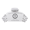 TELETIES white hair claw clip featuring a black polka dot pattern and branded logo on a white display card
