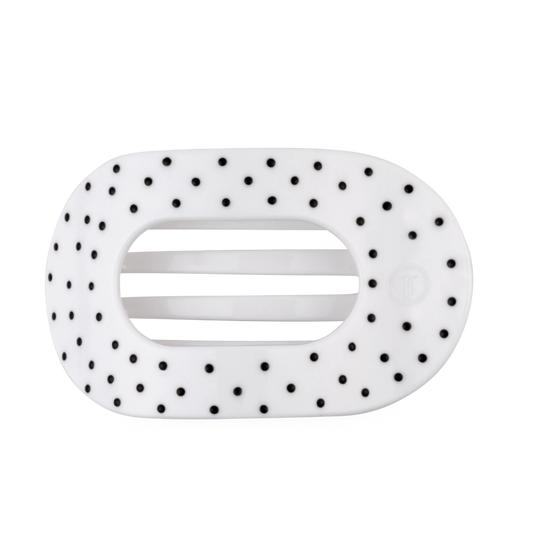 White Polka Dot Party Large Flat Round Hair Clip
                in White - Large
              