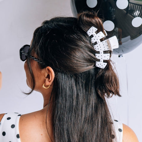 Classic White Polka Dot Party Large Claw Clip