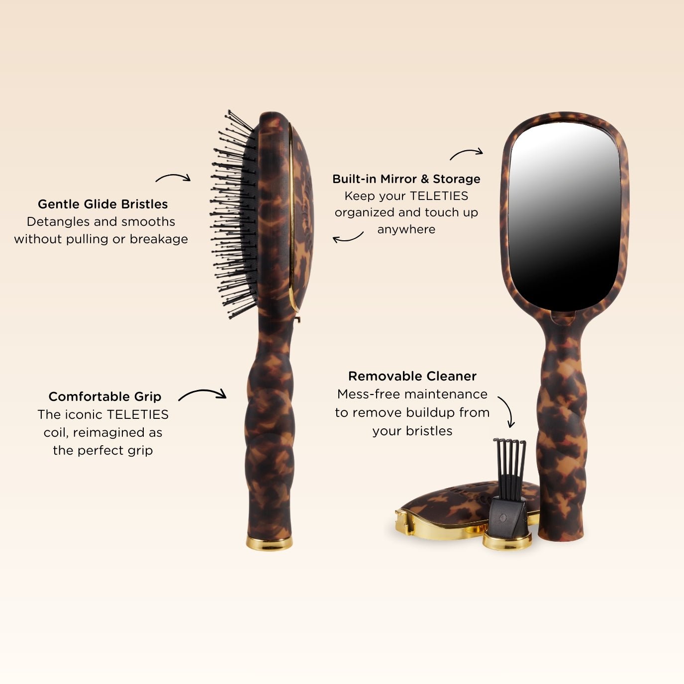 TELETIES - Tortoise Hair Brush Bundle 