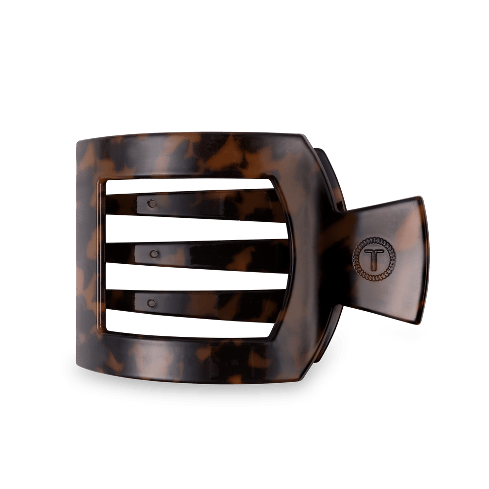 Tortoise Large Flat Square Clip - Large Hair Clip - TELETIES
