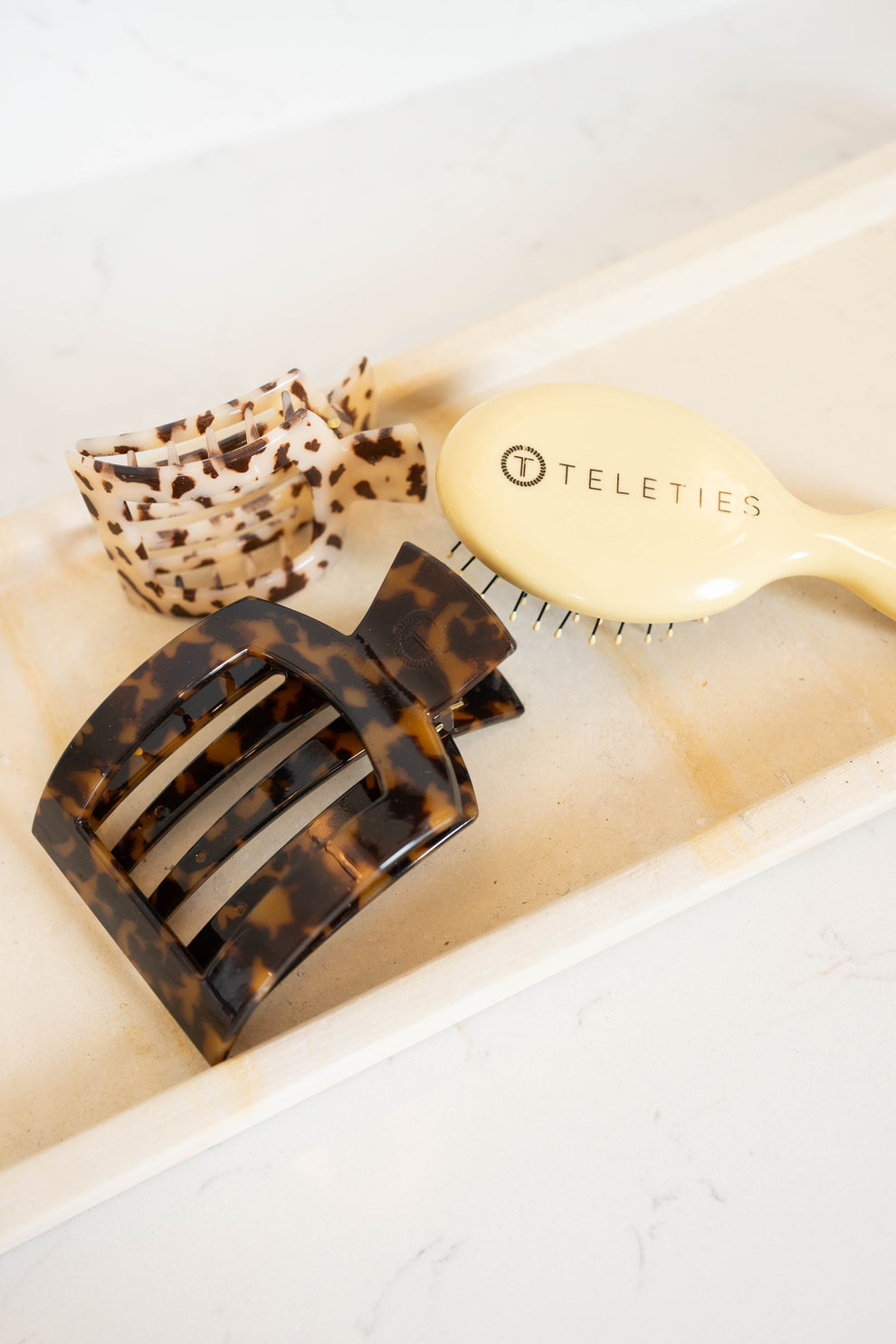 Tortoise Large Flat Square Clip - Large Hair Clip - TELETIES
