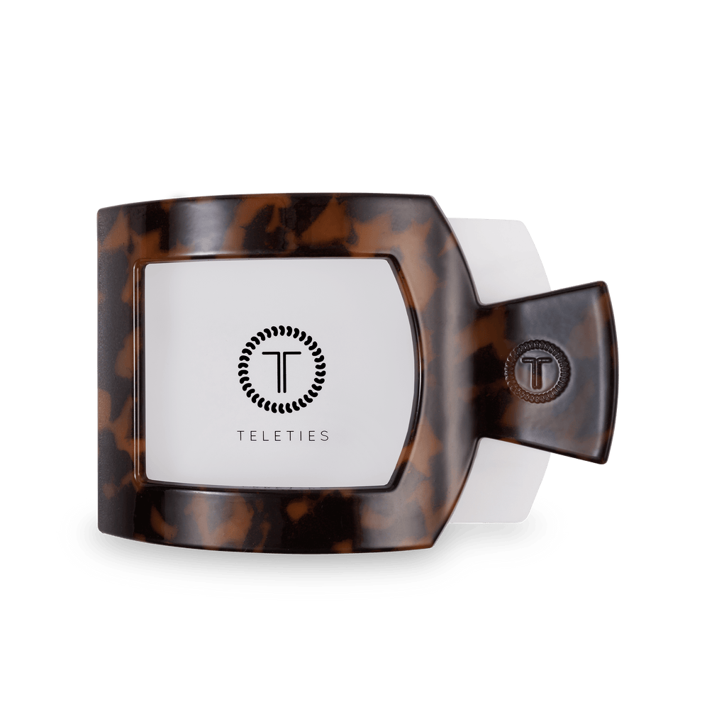Tortoise Large Flat Square Clip - Large Hair Clip - TELETIES
