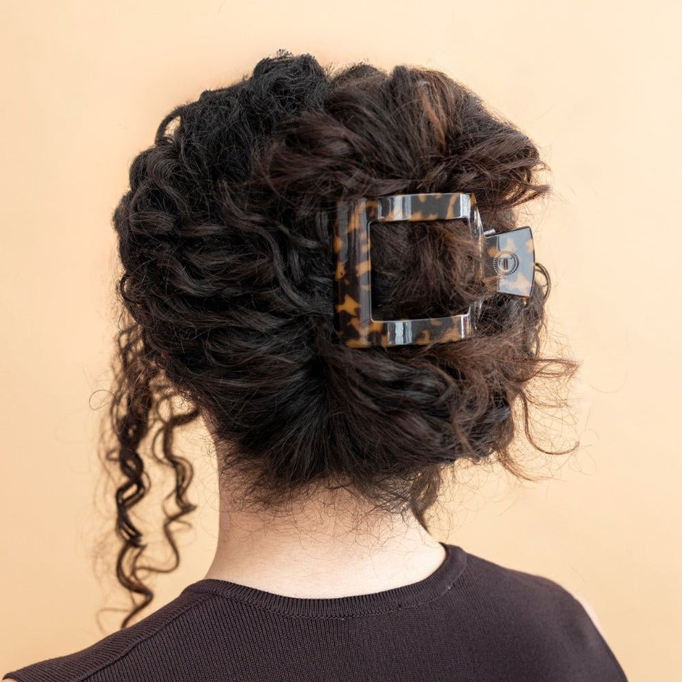 Tortoise Large Flat Square Hair Clip - Hair Clips - TELETIES
